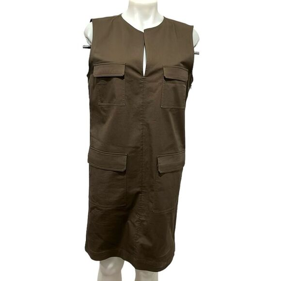 Theory olive green utilitarian cargo dress sleeveless size 10 - Picture 1 of 9